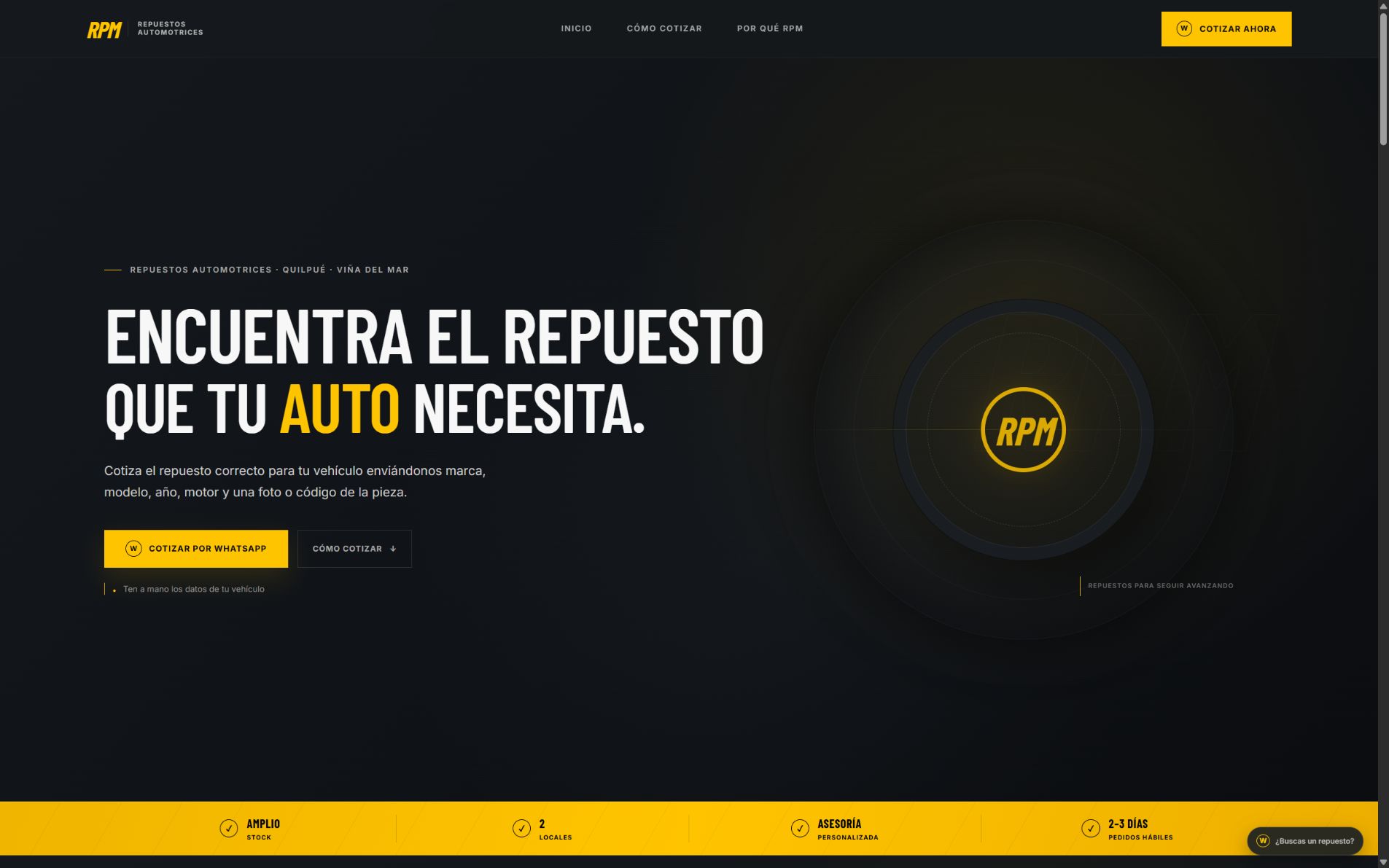 Portada del sitio RPM
